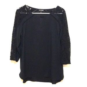 Lace sleeved black top